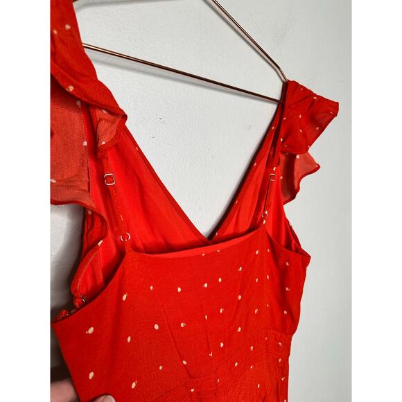 JASON WU x RTR Red Polka Dot Flutter Sleeves Retro Style Midi Dress Size 2 - Picture 13 of 15